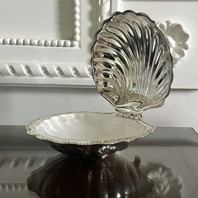 Икорница Ракушка 12 см серебрение стекло 