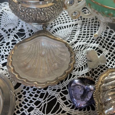 Икорница Ракушка 12 см серебрение стекло 