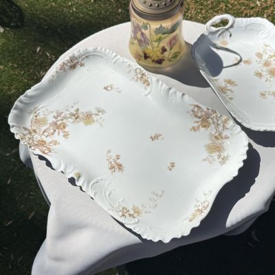 Блюдо Limoges Haviland&Co Хризантемы 47 см фарфор Франция Арнуво