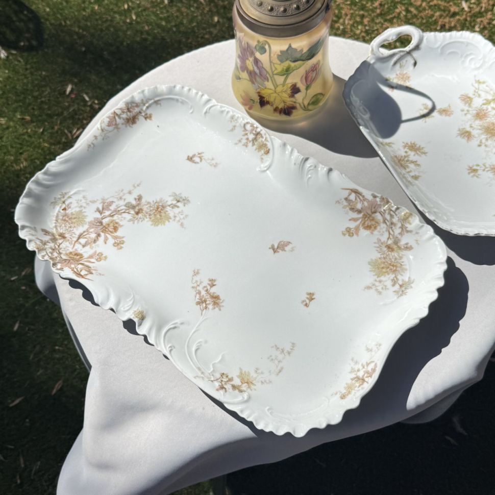 Блюдо Limoges Haviland&Co Хризантемы 47 см фарфор Франция Арнуво