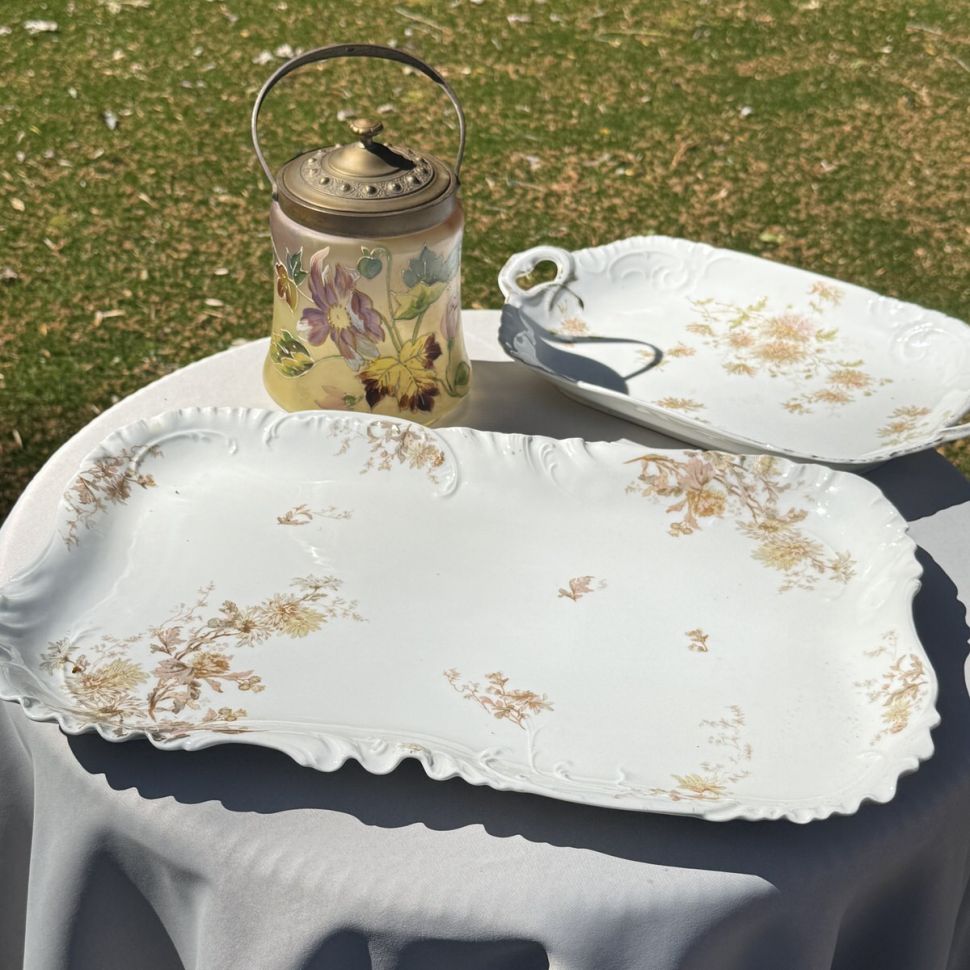 Блюдо Limoges Haviland&Co Хризантемы 47 см фарфор Франция Арнуво