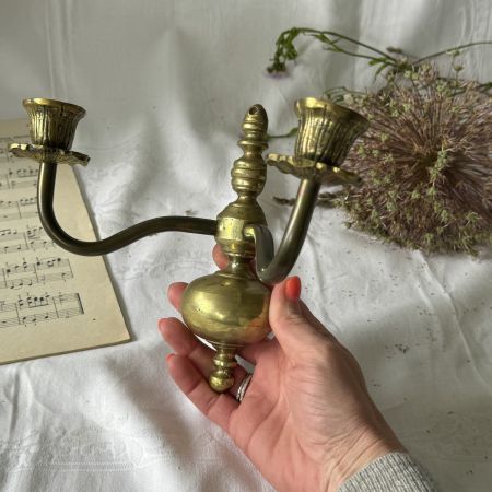 Подсвечник настенный на две свечи 17 см латунь