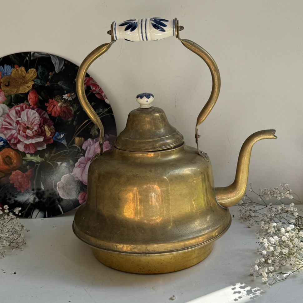 Чайник с керамической ручкой 8 л латунь уценка