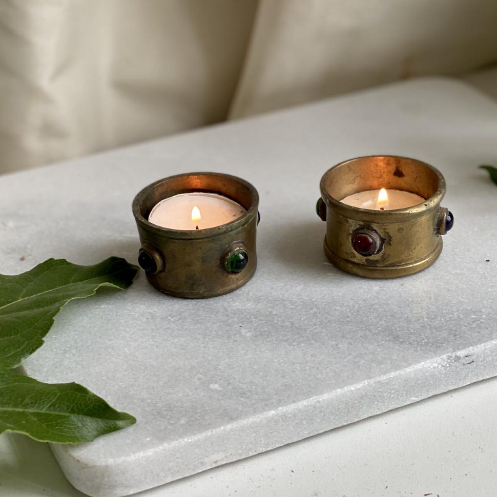 Подсвечник для греющей свечи Самоцветы латунь