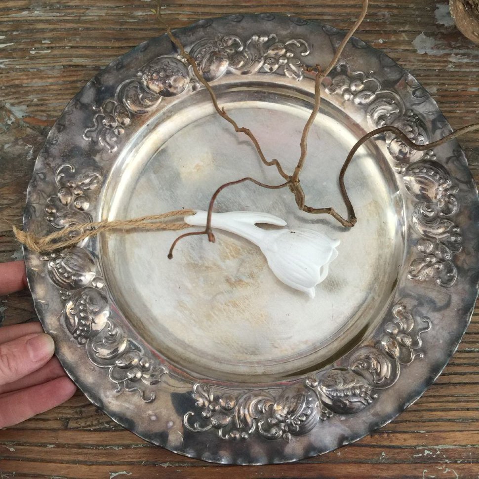 Блюдо Поднос среднее 25 см серебрение 