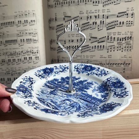 Блюдо с ручкой Derby Sarreguemines 20 см Франция 1950 гг