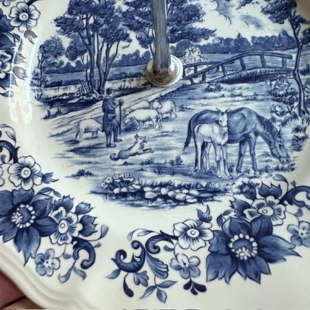 Блюдо с ручкой Derby Sarreguemines 20 см Франция 1950 гг