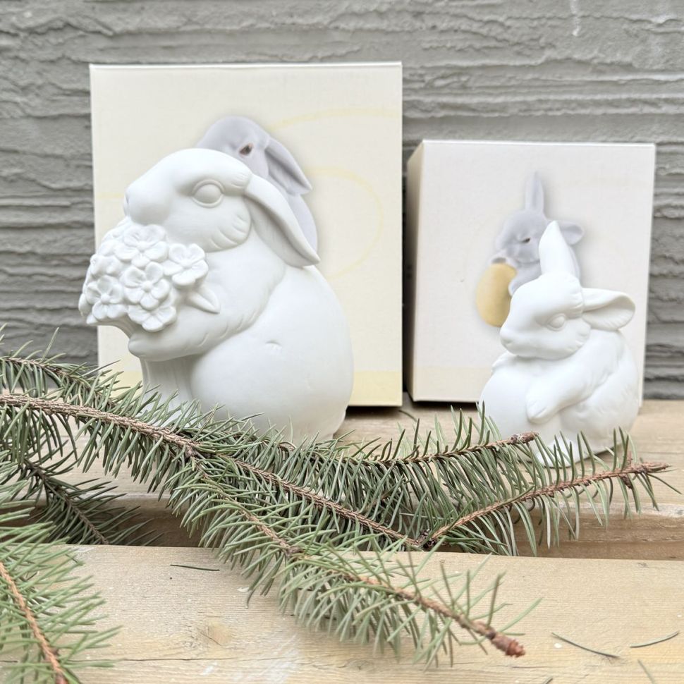 Статуэтка Hutschenreuther Заяц с яйцом 10 см бисквитный фарфор Германия  