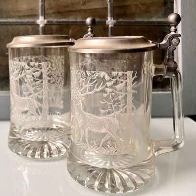 Кружка пивная Олень 500 мл хрусталь олово Германия         