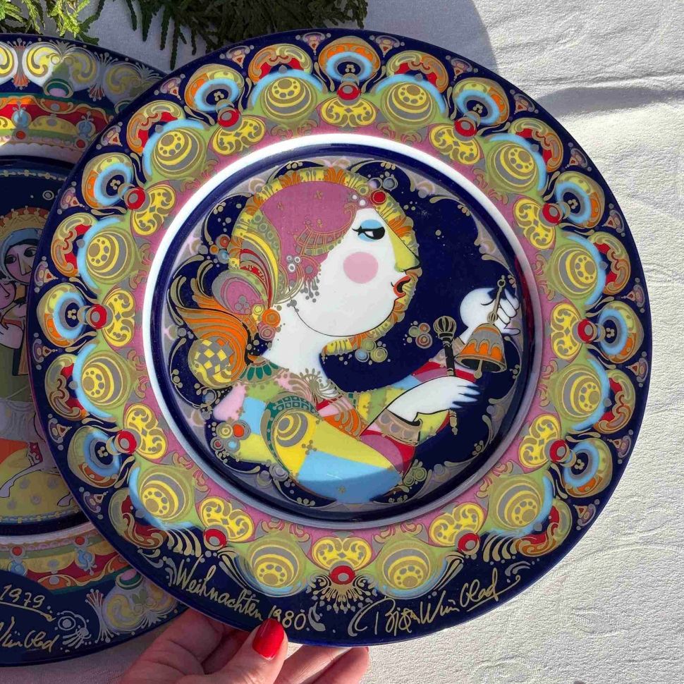 Тарелка Rosenthal Рождественская Ангел с колокольчиком 29 см Германия 1980 г.
