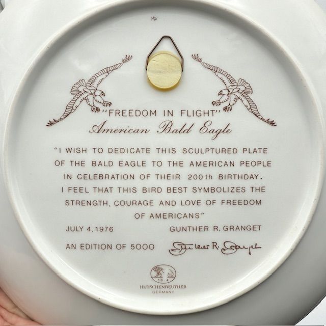 Тарелка панно Hutchenreuther Белоголовый орлан 26 см фарфор Германия 1976 г.
