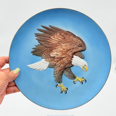 Тарелка панно Hutchenreuther Белоголовый орлан 26 см фарфор Германия 1976 г.