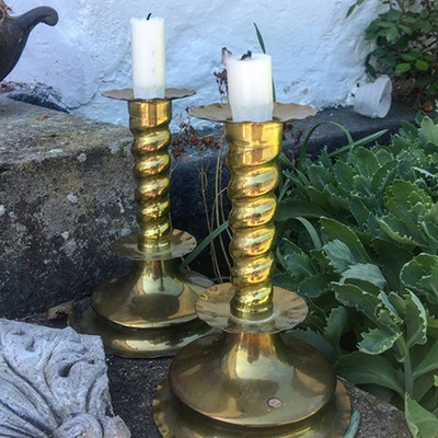 Подсвечник массивный витой на одну свечу латунь