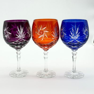 Бокал набор 3 шт. 350 мл цветной хрусталь Чехия