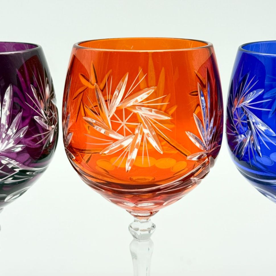 Бокал набор 3 шт. 350 мл цветной хрусталь Чехия