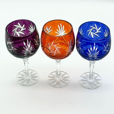 Бокал набор 3 шт. 350 мл цветной хрусталь Чехия