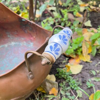 Зольник медный со львами и керамической ручкой 33 см 