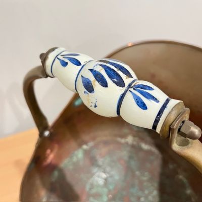 Зольник медный со львами и керамической ручкой 33 см 