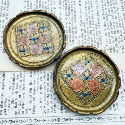 Блюдце подставка флорентийская 8 см дерево Италия набор 2 шт. 