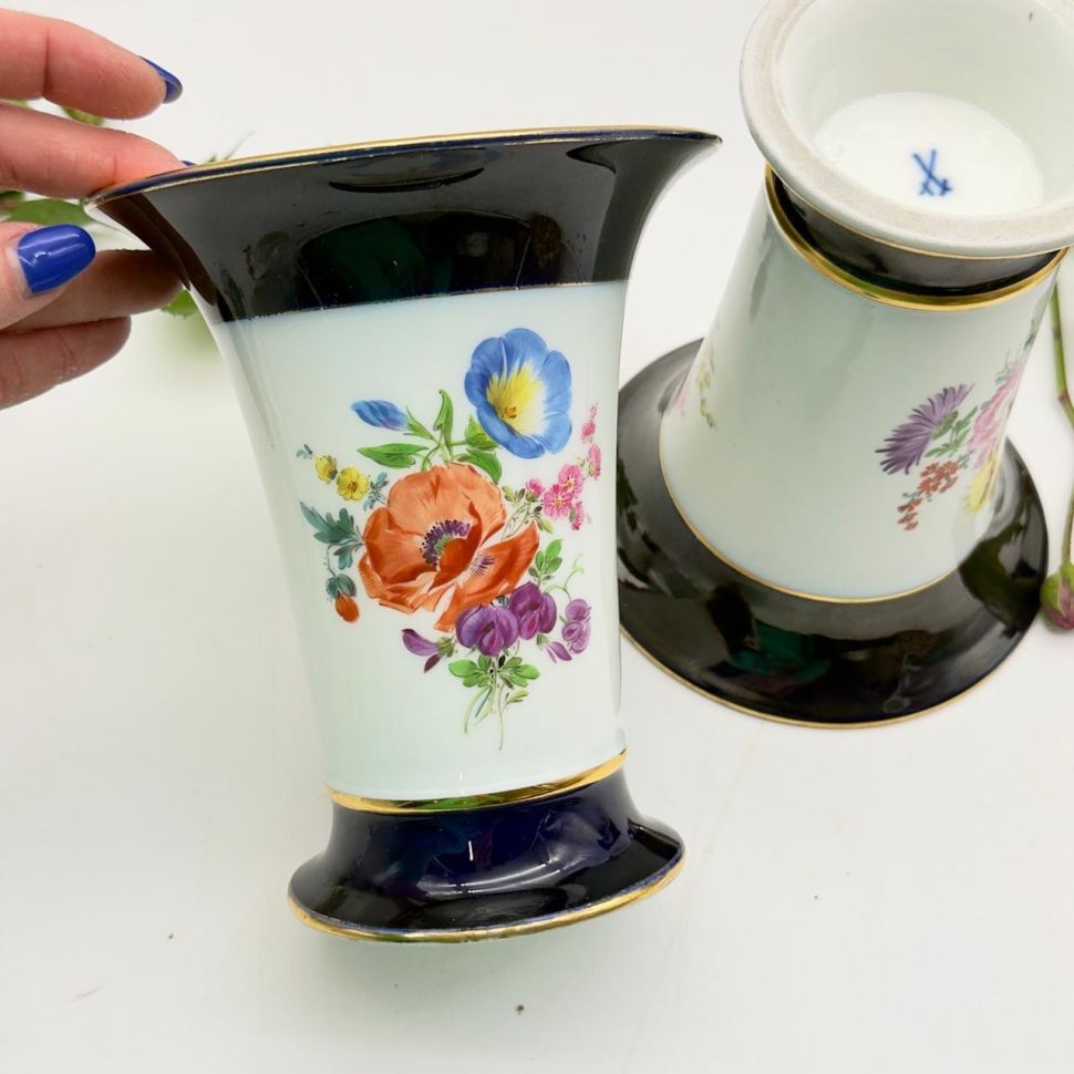 Ваза Meissen 16 см Мейсенский букет 1966 г Германия ручная роспись