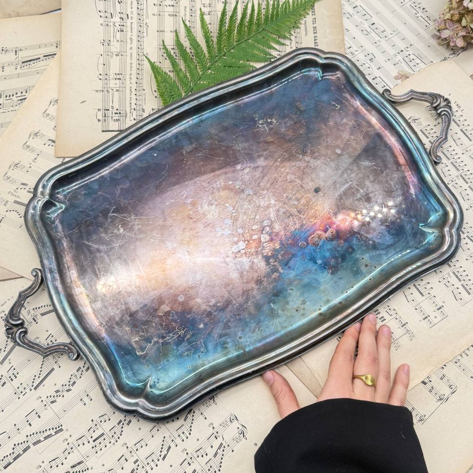 Блюдо поднос Orbrille 52 см серебрение