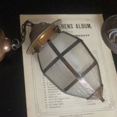 Люстра фонарь медь