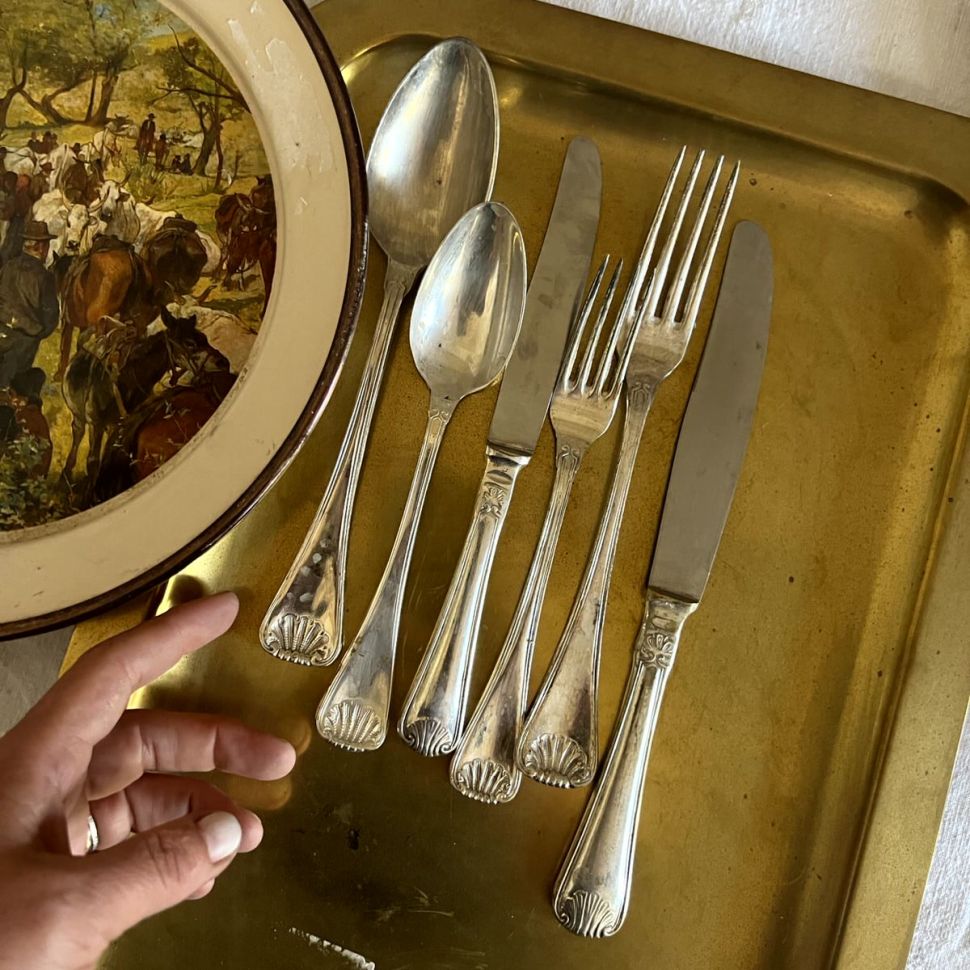 Ложка столовая 21 см серебрение Италия