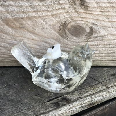 Подсвечник хрустальный птица Pukeberg Швеция