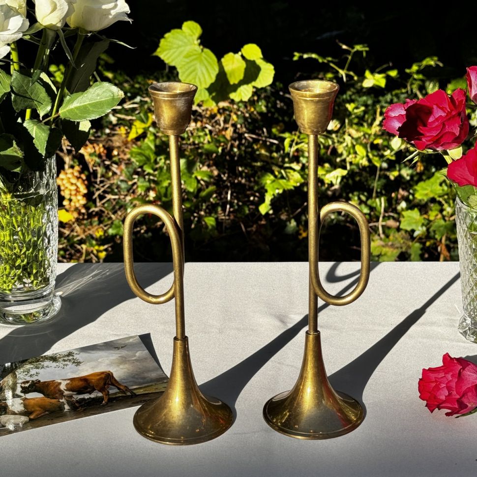 Подсвечник Горн 24 см латунь