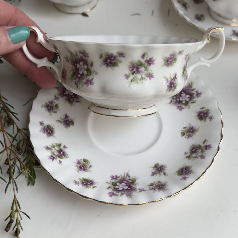 Бульонная пара Sweet Violets Rose Royal Albert 300 мл Англия   