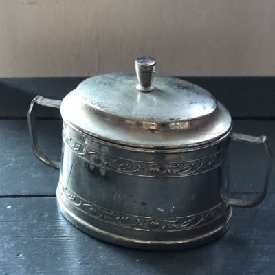 Сахарница Цветочный узор гравировка мельхиор 