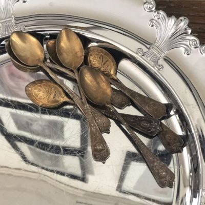 Ложка кофейная с резной ручкой Роза