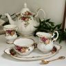 Сахарница молочник блюдо Royal Albert 1962 г. Old Country Roses Англия набор 3 предмета