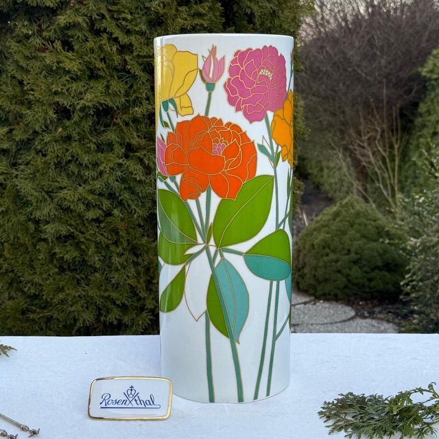 Ваза Rosenthal Wolf Bauer Розы 43 см фарфор Германия 70е гг.