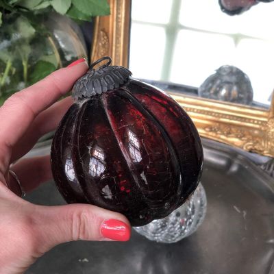 Шар стеклянный кракелюр антикварный коричневый