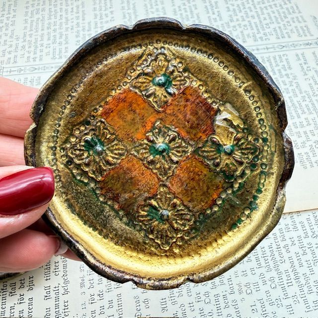 Блюдце подставка флорентийская 8 см дерево Италия набор 2 шт.  