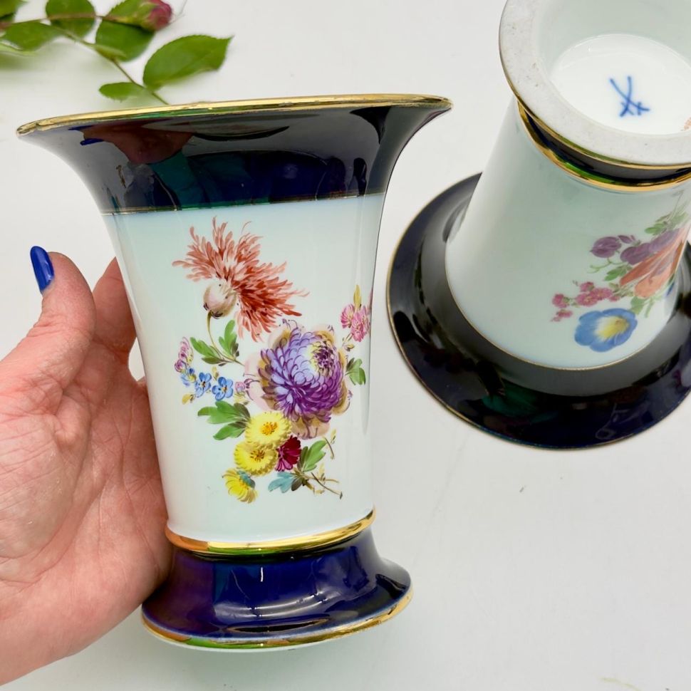 Ваза Meissen 16 см Мейсенский букет 1934-1948 гг Германия ручная роспись 