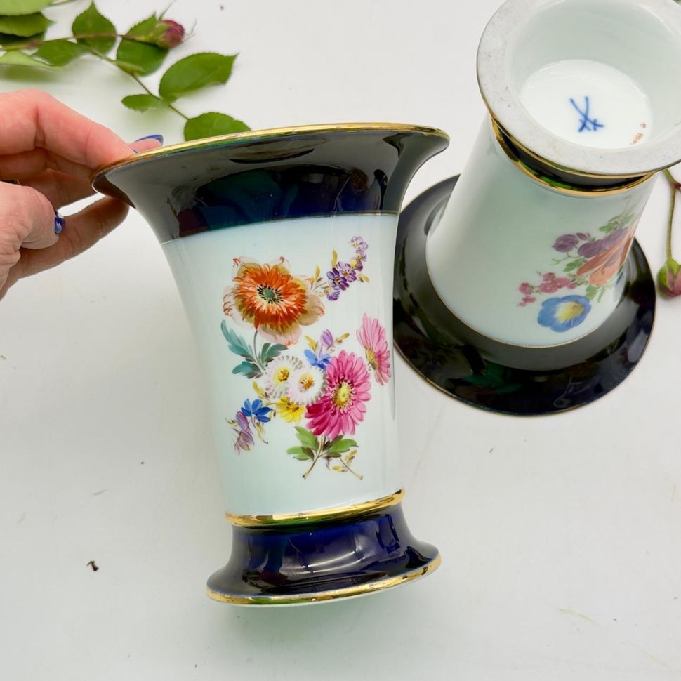 Ваза Meissen 16 см Мейсенский букет 1934-1948 гг Германия ручная роспись 