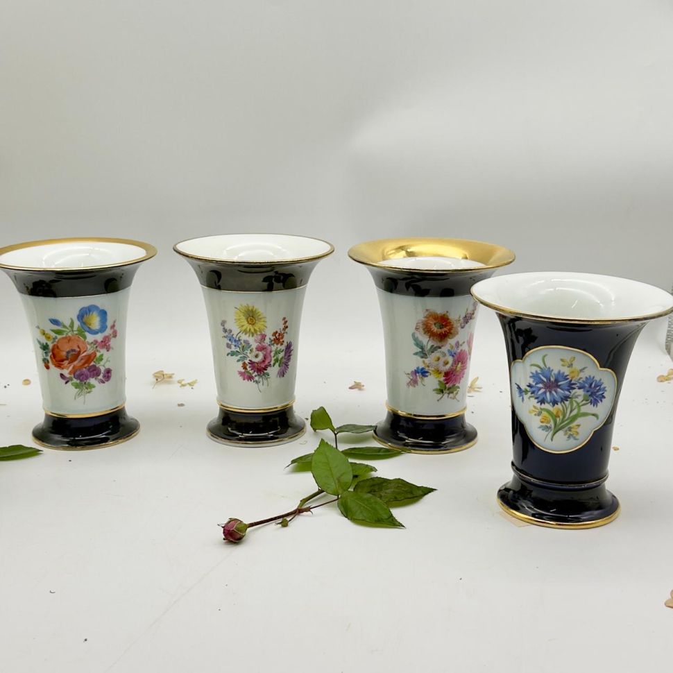 Ваза Meissen 16 см Мейсенский букет 1934-1948 гг Германия ручная роспись 