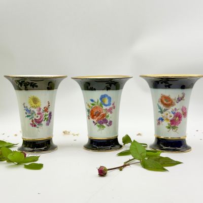 Ваза Meissen 16 см Мейсенский букет 1934-1948 гг Германия кобальт ручная роспись