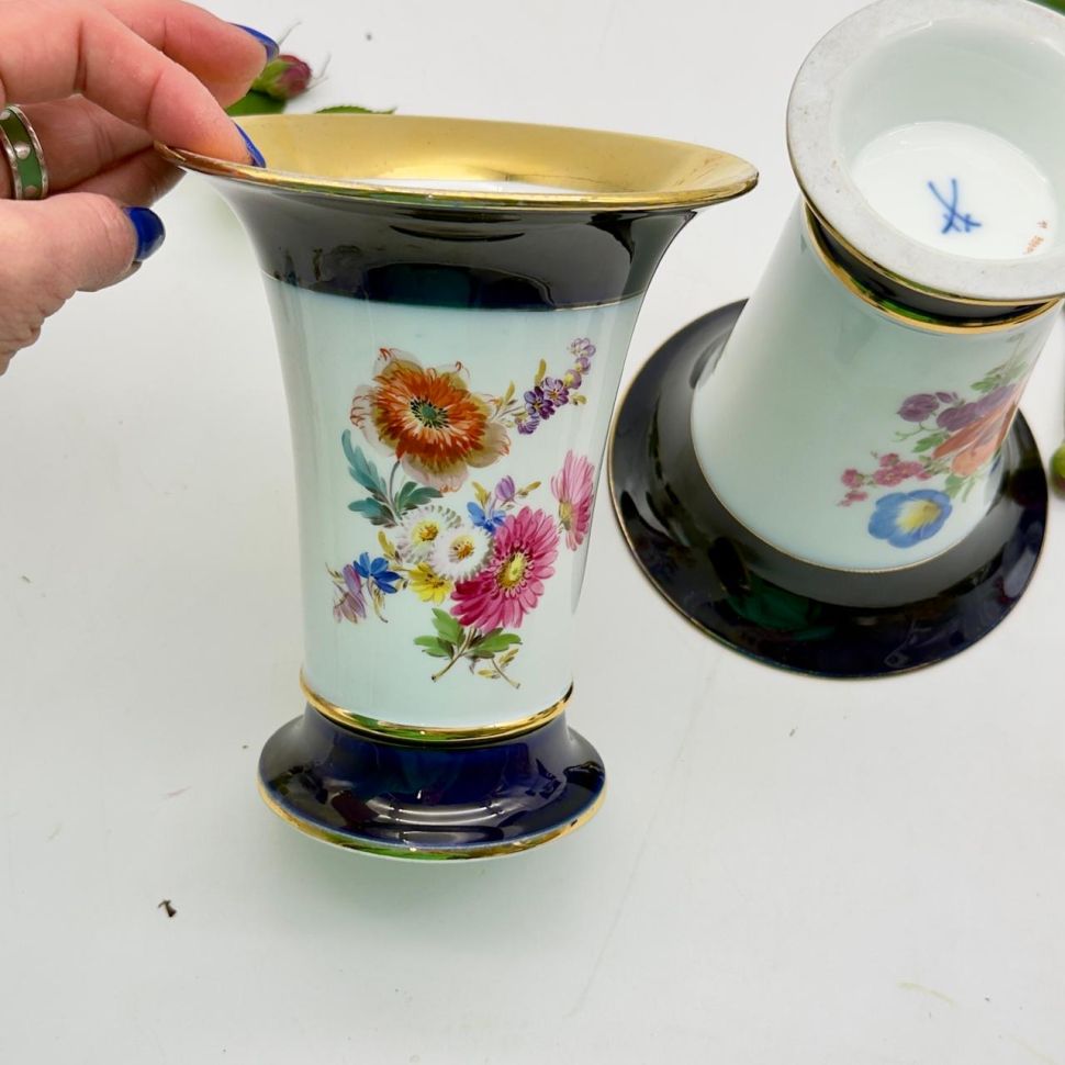 Ваза Meissen 16 см Мейсенский букет 1934-1948 гг Германия ручная роспись 