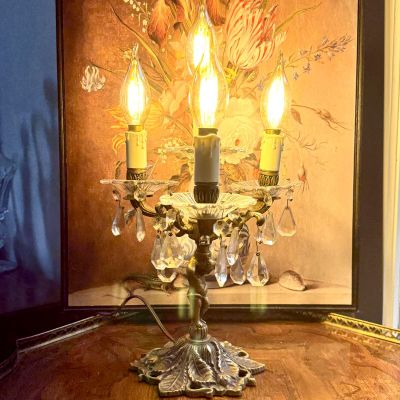 Светильник настольная лампа жирандоль 30 см Франция латунь 