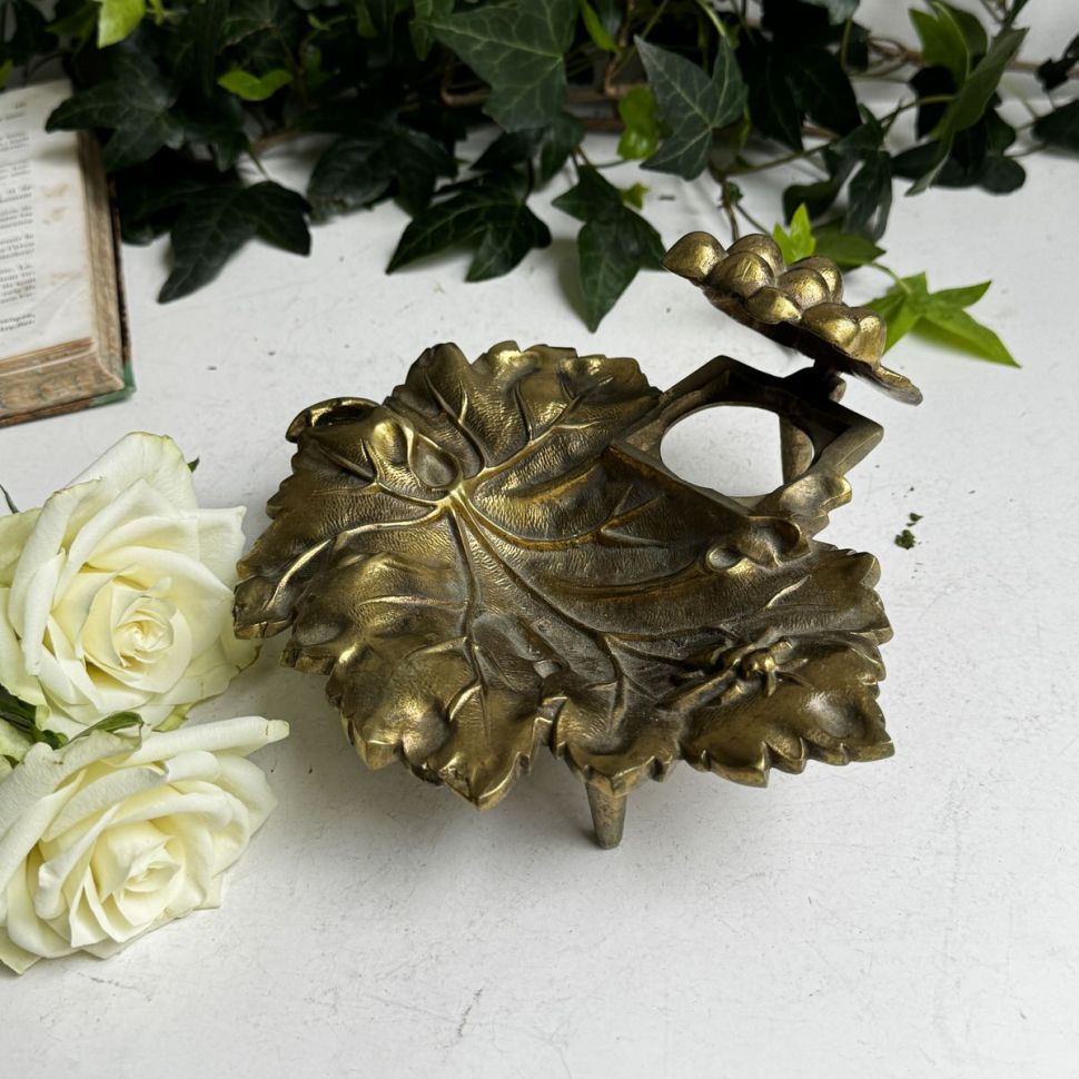 Чернильница винтажная латунь без чашечки 27 см Франция