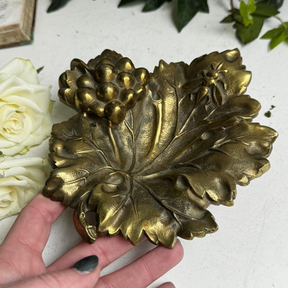 Чернильница винтажная латунь без чашечки 27 см Франция