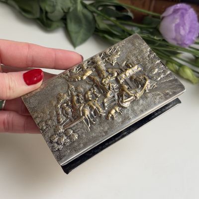 Чехол на спичечный коробок Сбор яблок 11 см серебрение Голландия