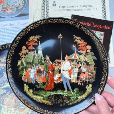 Предзаказ Тарелка Палех Русские сказки Сказка о попе и работнике его Балде 20 см 1990 г  Bradex