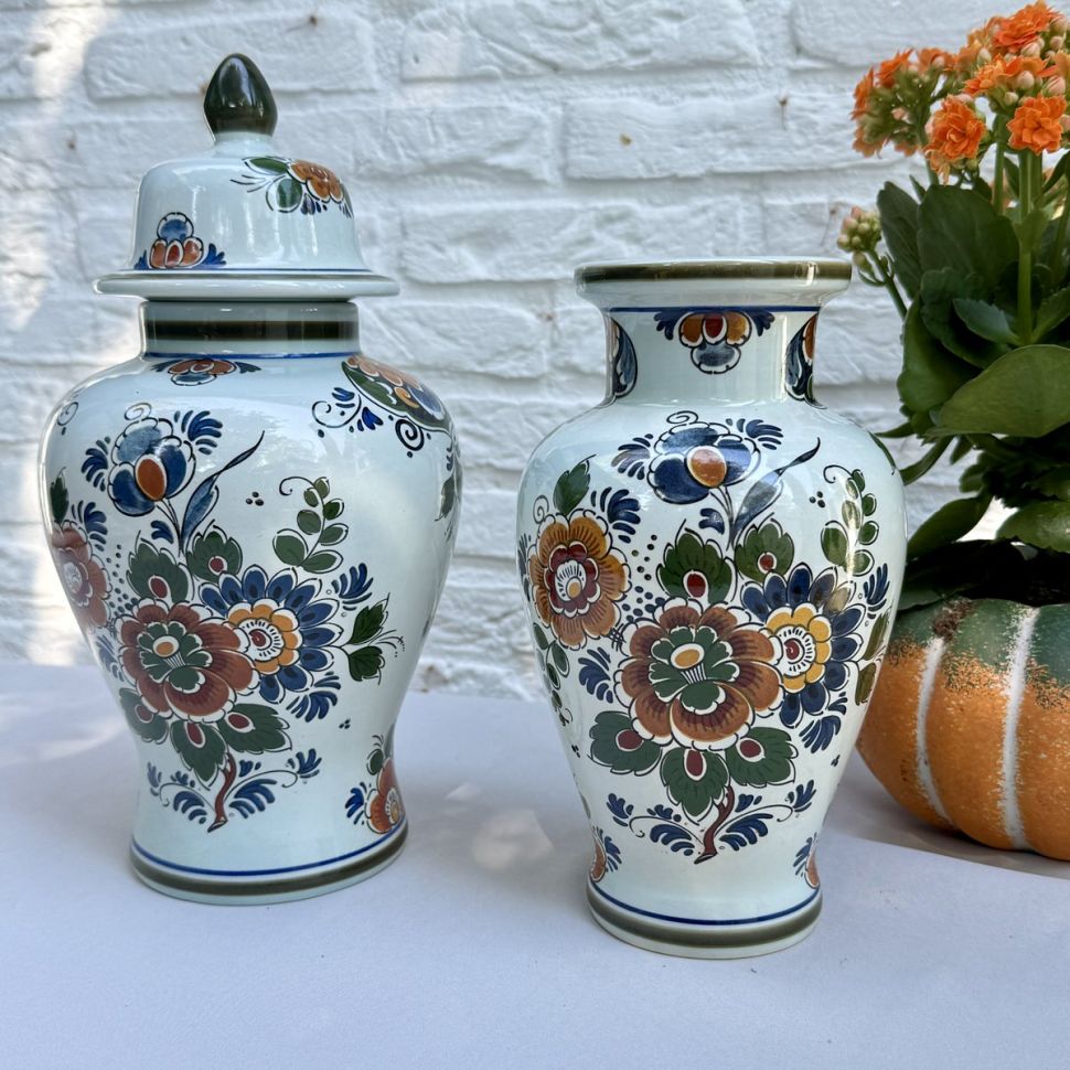 Ваза с крышкой Delft полихром 29 см керамика Голландия 