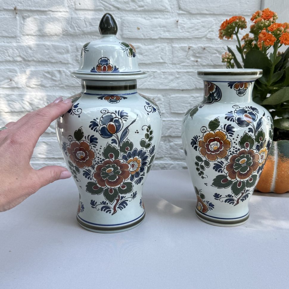 Ваза с крышкой Delft полихром 29 см керамика Голландия 
