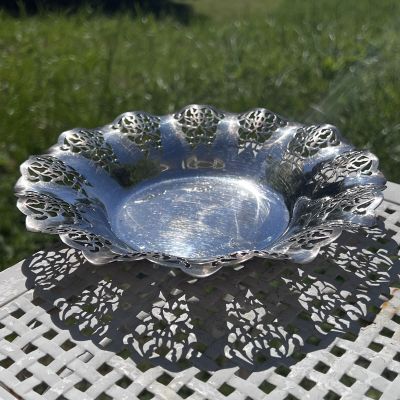 Блюдо Ажур 21 см м мельхиор патина