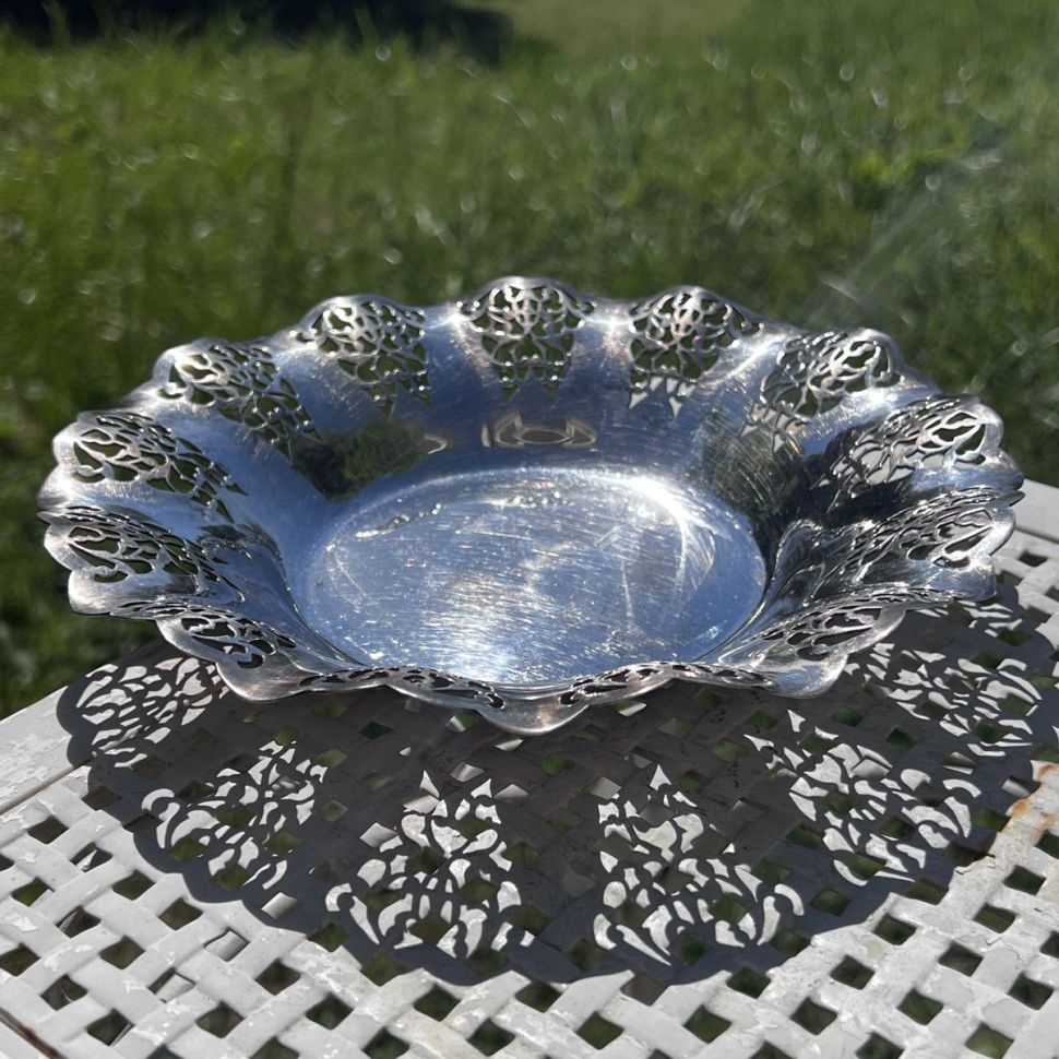 Блюдо Ажур 21 см м мельхиор патина